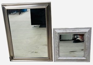 Silver Mirrors Bundle - Qty 2  Flat 24 X 18 X 1 18  Textured 14 X 14 X 1 14