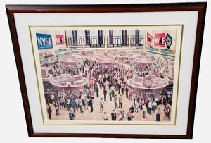 Framed Art Print titled Stock Exchange by artist Erik Freyman  38 X 32 X 1