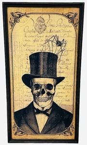 Sullivans Wholesale Skeleton in Tuxedo Glass Platter featuring a Vintage Gothic Design  23 X 43 38 X 1