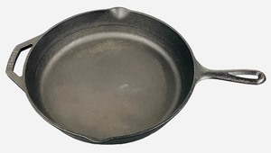 Black Cast Iron Pan with Double Spouts and Handle by The Lodge - 10 X 2 deep
