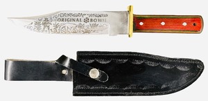 Large Decorated Bowie Knife in Sheath