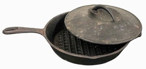 Black Cast Iron Chicken Fryer with a Hammered Finish with Lid  16 58 X 2.25 deep