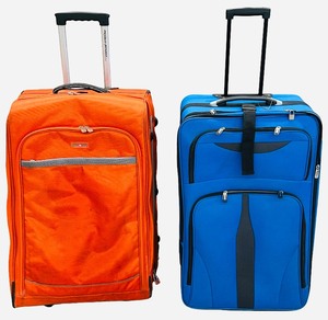 SUITCASE Soft Suitcases LARGE CHECK-IN Suitcases - Orange, Blue - Qty 2
