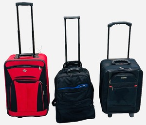 SUITCASE Rolling Suitcase with Handles, One is a Backpack - Qty 3 - Color Red, Black, Black