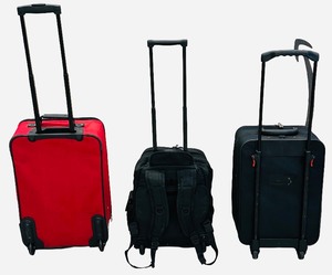 SUITCASE Rolling Suitcase with Handles, One is a Backpack - Qty 3 - Color Red, Black, Black