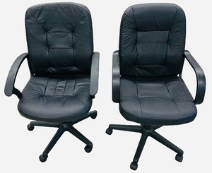Black Bonded Leather Executive Chairs - BLACK - Qty 2