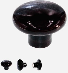Vintage Glossy Black Porcelain Knobs  1 14 - Qty 39