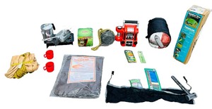 Camping Bundle - Eureka Storm Shield Tent (Sleeps 4) Bundle  Suisse sport K2 Mummy Bag  Black and Decker Storm Station 
