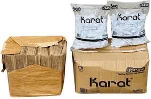 Taste and Buy Bundle (E)  (E1) 6# Groceries Bags - Natural Cafe 500 5.87 X 3.56 X 11in  (E2) Tasting Spoons by Karat , Item# 02450W  White, 7 bags X 500 - qty 3,500 tasting spoons
