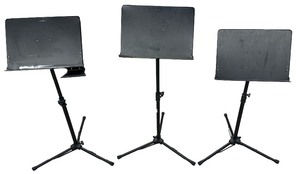 Tripod Orchestral Music Stands with Black Metal Desks - Qty 3