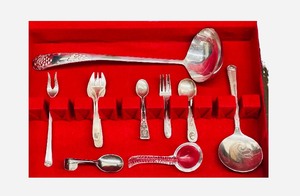 Vintage King Edward Silverplate specialty serving pieces, likely produced around 1951