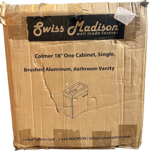 Brushed Aluminum Bathroom Vanity, Colmer 18 One Cabinet Single by Swiss Madison  BRAND NEW