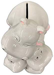 Vintage Stacked Hippopotamuses Ceramic Bank