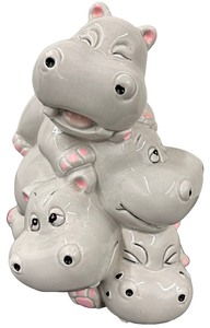 Vintage Stacked Hippopotamuses Ceramic Bank