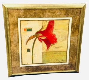 Richter-Armgart floral art print titled Blutenanatomie Kapuziner Kresse in a textured gold frame 12 X 12  X 1