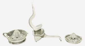 JUICER Vintage Glass Citrus Reamers and a Metal Lemon Squeezer - Qty 3 (B)