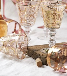Patina Vie Bellissimo Blush Pink 18k Gold Goblets- Qty 2 (TRAY 28)