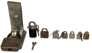 Antique LOCKS Bundle  Master Lock #77 Padlock  Locking Hasps  Vintage Padlock Assortment