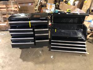 lot 32 image: Husky Tool Storage 42 in. W x 18 in. D Standard Duty Black Tool Chest Combo  Damaged  Customer Returns See Pictures