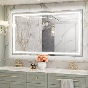 lot 46 image: KeonJinn 60 in. W x 36 in. H Rectangular Frameless LED Light Anti-Fog Wall Bathroom Vanity Mirror with Backlit  Customer Returns See Pictures See Pictures