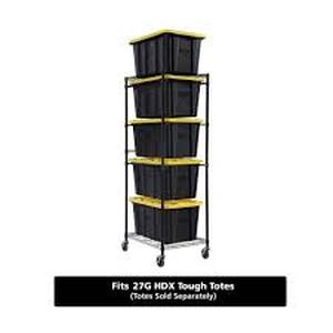 lot 64 image: HDX Steel Wire Garage Storage Tote Rack with Casters for 27 Gal. Totes in Black (22 in. W x 69 in. H x 28.5 in. D)  Customer Returns See Pictures See Pictures