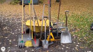 lot 57 image: Wheelbarrow with Assorted Lawn and Garden Tools