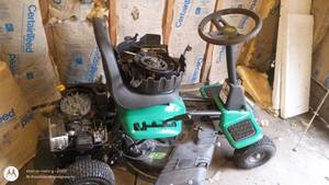 lot 59 image: Used Green Riding Lawn Mower for Parts or Repair