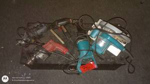 lot 86 image: Lot of Power Tools Including Drill, Sander, Circular Saw, and Heat Gun