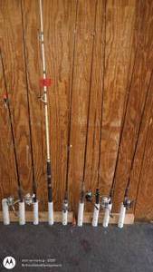 lot 92 image: Set of 8 Fishing Rods with Spinning Reels