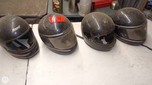 lot 124 image: Set of 4 Vintage Motorcycle Helmets Assorted Brands