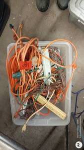 lot 130 image: Large Bin of Extension Cords and Power Strips