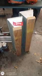 lot 157 image: Pair of Metal and Wood Construction Material Chutes