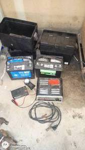 lot 176 image: Group of Automotive Batteries with Battery Charger and Cables