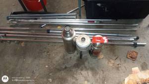 lot 199 image: Group of Vintage Metal Thermoses and Telescoping Poles