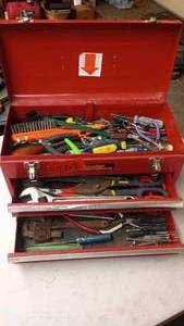 lot 202 image: Metal Toolbox with Assorted Hand Tools