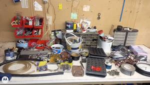 lot 224 image: Workshop Hardware and Electrical Supplies Lot with Tools and Accessories