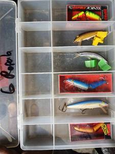 lot 237 image: Collection of 6 Rapala Jointed Fishing Lures in Compartment Box