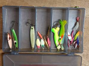 lot 247 image: Assorted Fishing Lures and Tackle in Storage Box