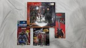 lot 254 image: Lot of Action Figures - Dune, Startrek, Stranger Things mini Guitar, and Skeletor