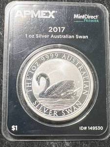 lot 08 image: 2017 AUSTRALIAN SWAN 1 TROY OZ .9999 FINE SILVER