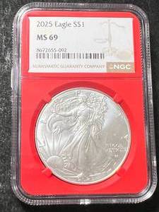 lot 12 image: 2025 AMERICAN SILVER EAGLE NGC MS69