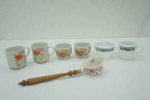 lot 35 image: Vintage Japanese Tea Cups China, Corning Pieces, Antique Soup Ladle
