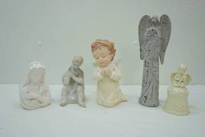 lot 126 image: Vintage Angel Pieces-Ceramic, Stone, and more