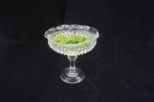 lot 203 image: Vintage Bird in Clote Glass Compote Dish