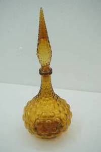 lot 217 image: Empoli Vintage Italian Amber Bubble Glass Decanter 16.5 tall