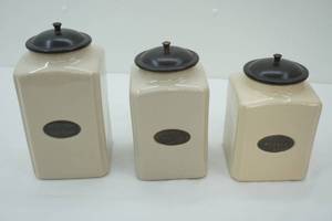 lot 246 image: 3 Piece Ceramic Kitchen Canister Set
