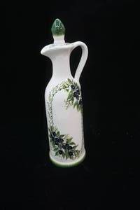 lot 277 image: Hand-Painted & Signed Ceramic Olive Oil Bottle or Cruet