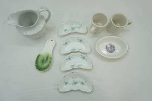 lot 328 image: VintageAntique Purple Transferware, Homer Laughlin Hudson Bone Side Dishes