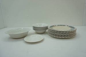 lot 330 image: VintageAntique Ironstone Plates With Ruffled Edges