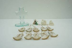 lot 383 image: Vintage Department 56 Figurines A Frame Cabinet Ornament The Spirit of The Lord Crystal Cross Ceramic Angel Ornaments